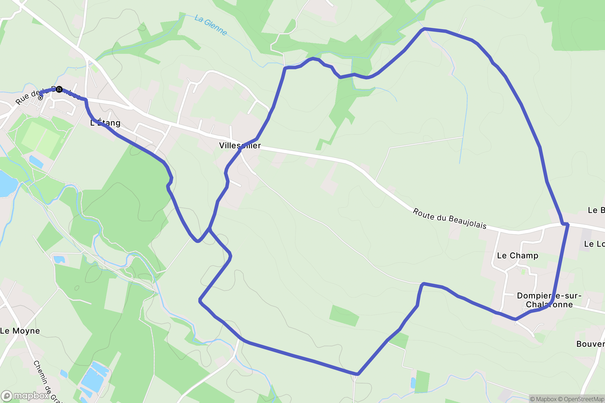 Saint-Étienne-sur-Chalaronne : carte du parcours de randonnée - France