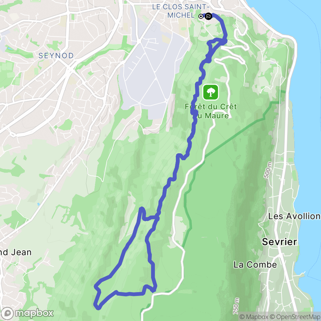 Annecy : carte du parcours de randonnée - France