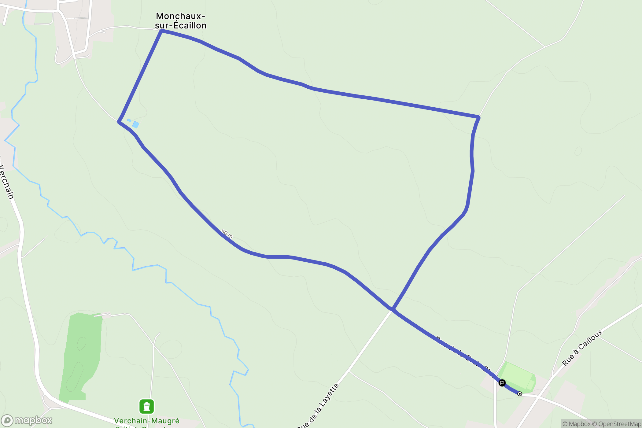 Verchain-Monchaux : carte du parcours de randonnée - France