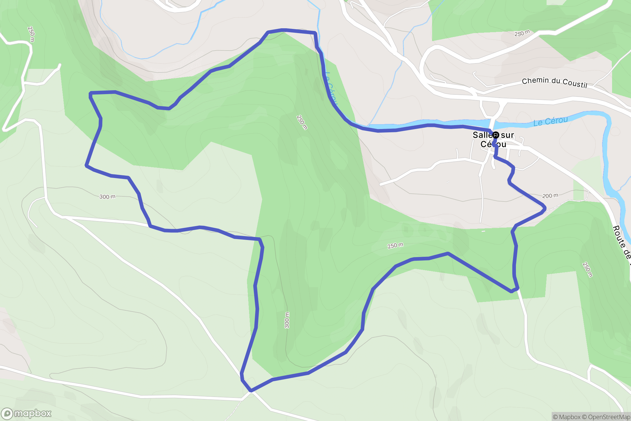 Salles : carte du parcours de randonnée - France