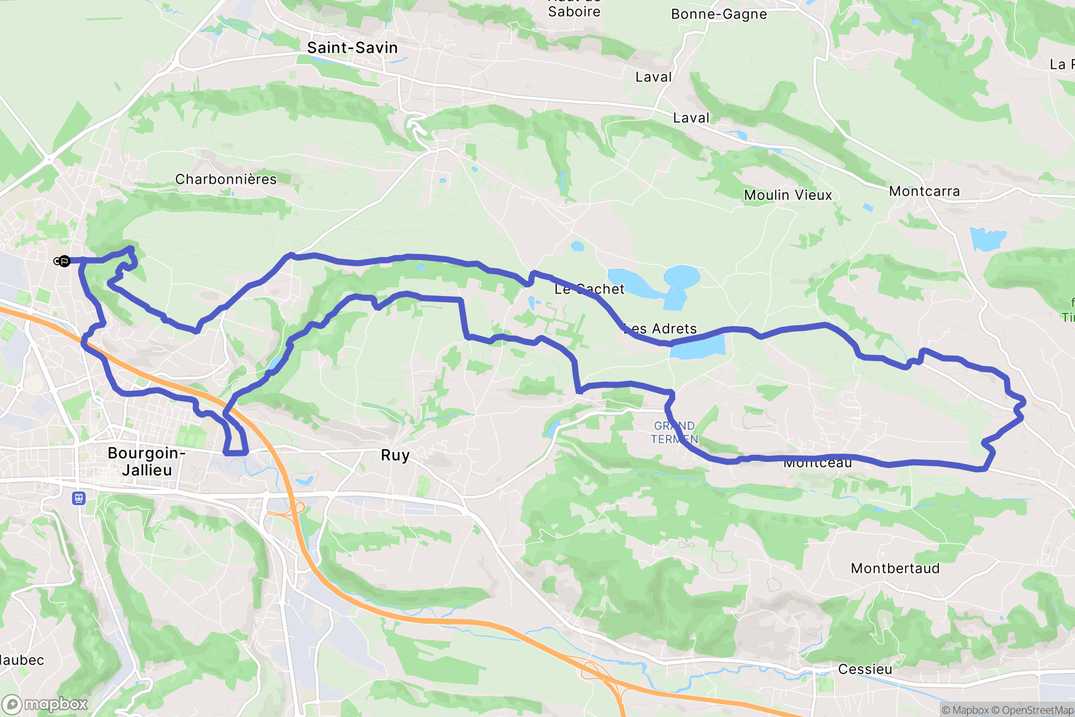Bourgoin Jallieu : carte du parcours de randonnée - France