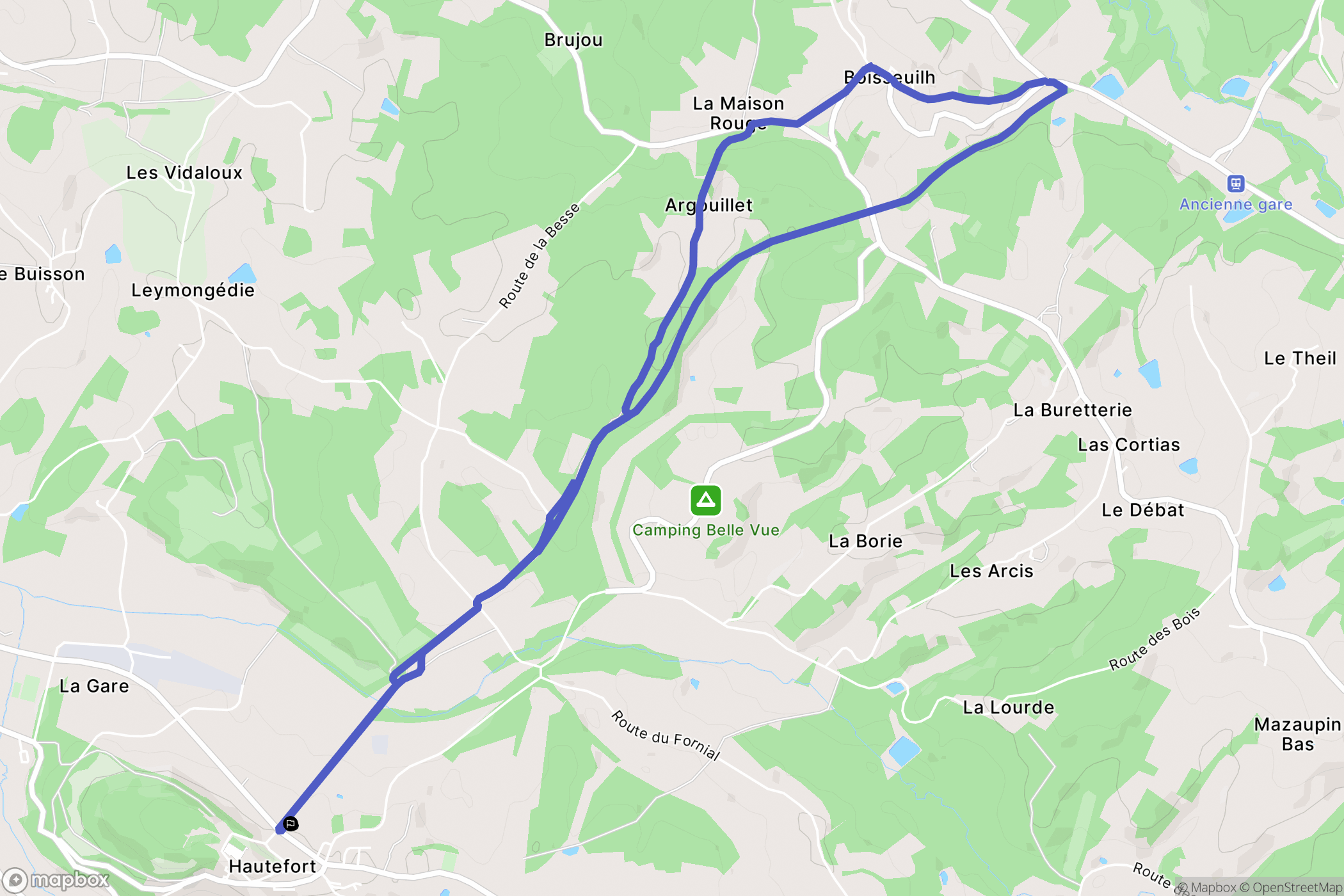 Hautefort : carte du parcours de randonnée - France