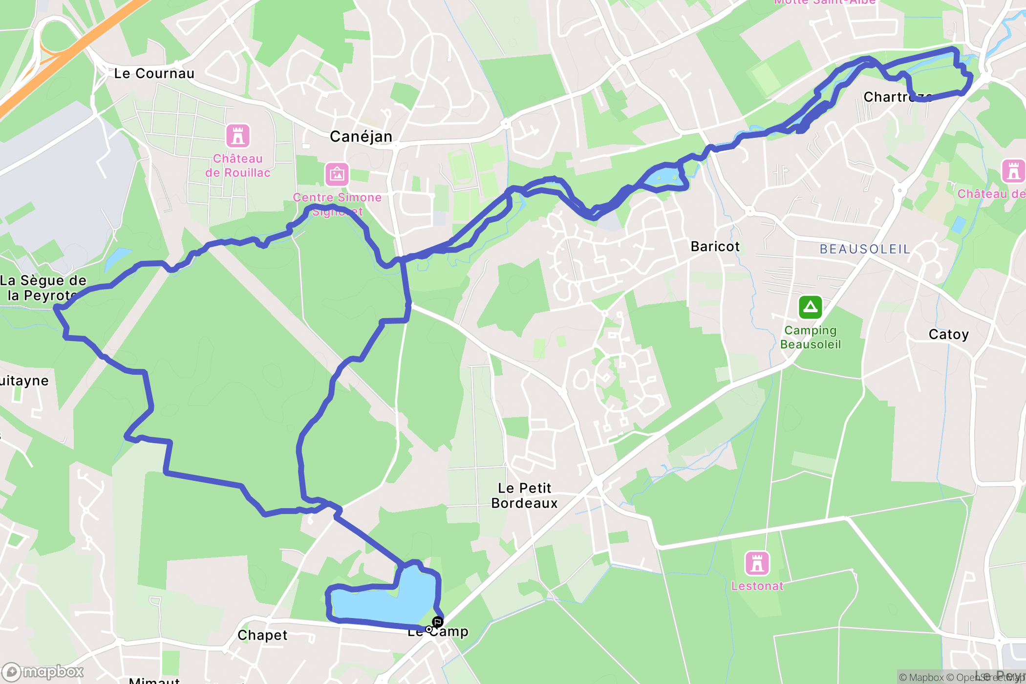 Canéjan : carte du parcours de randonnée - France