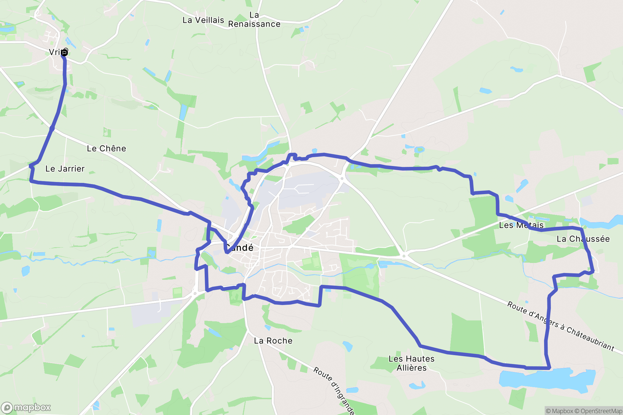 Vallons-de-L'Erdre : carte du parcours de randonnée - France