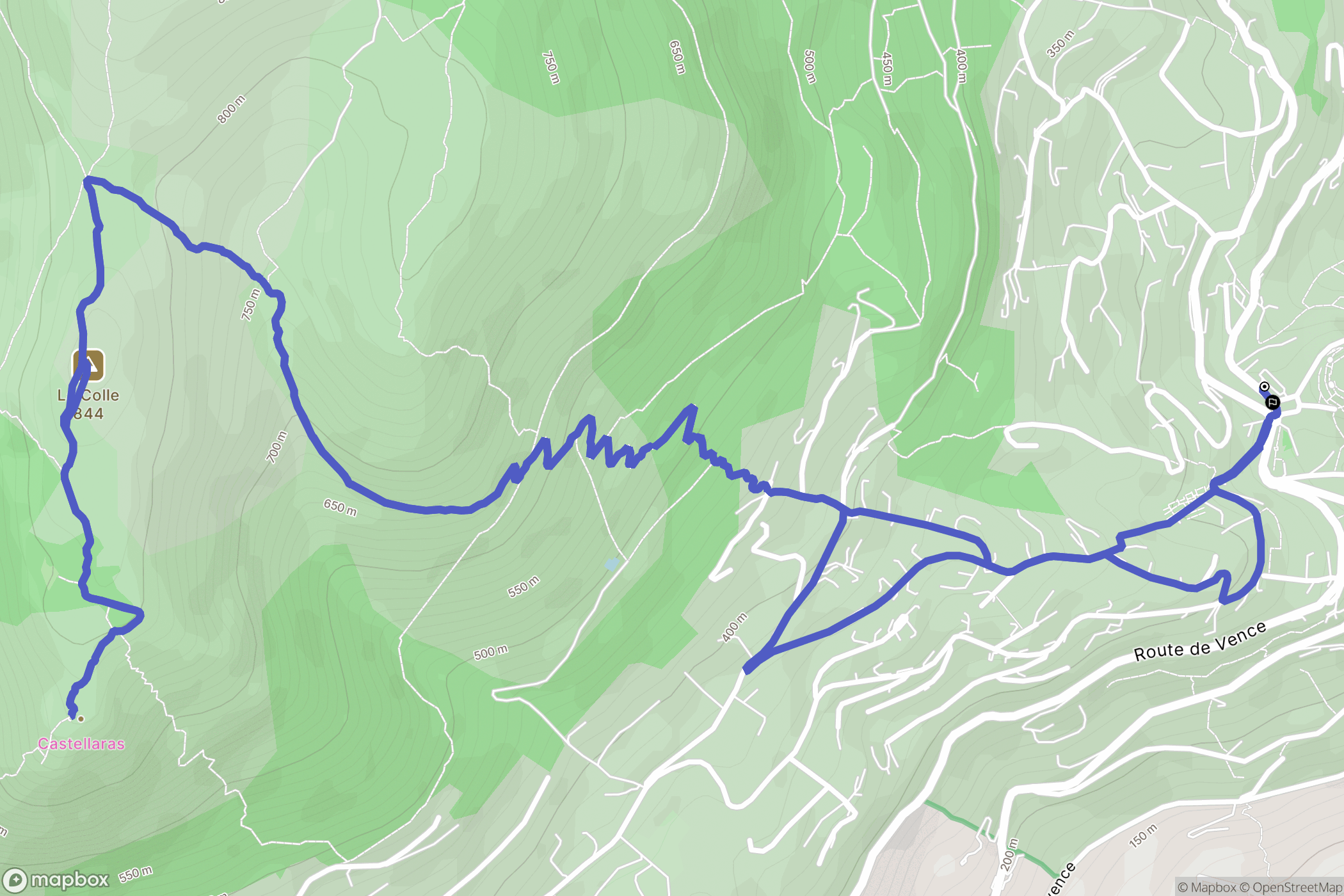 Gattières : carte du parcours de randonnée - France