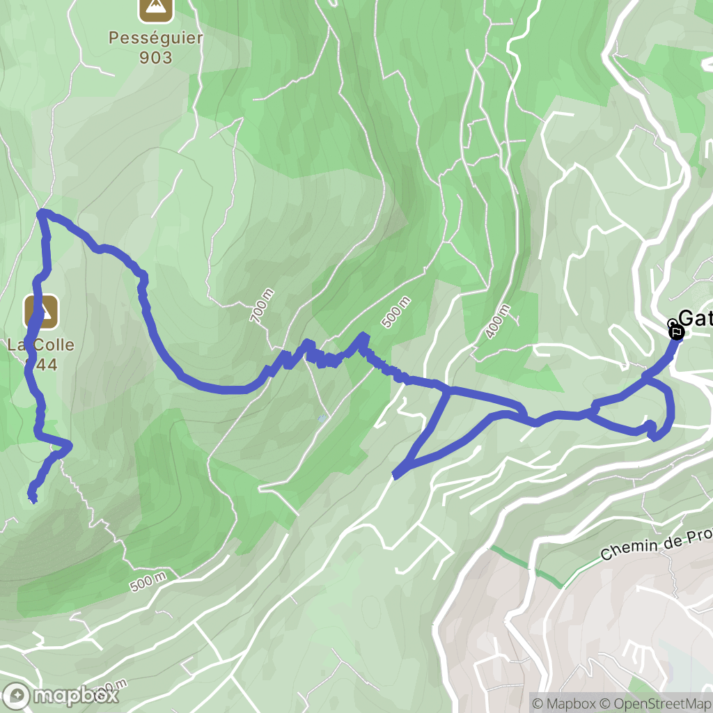 Gattières : carte du parcours de randonnée - France
