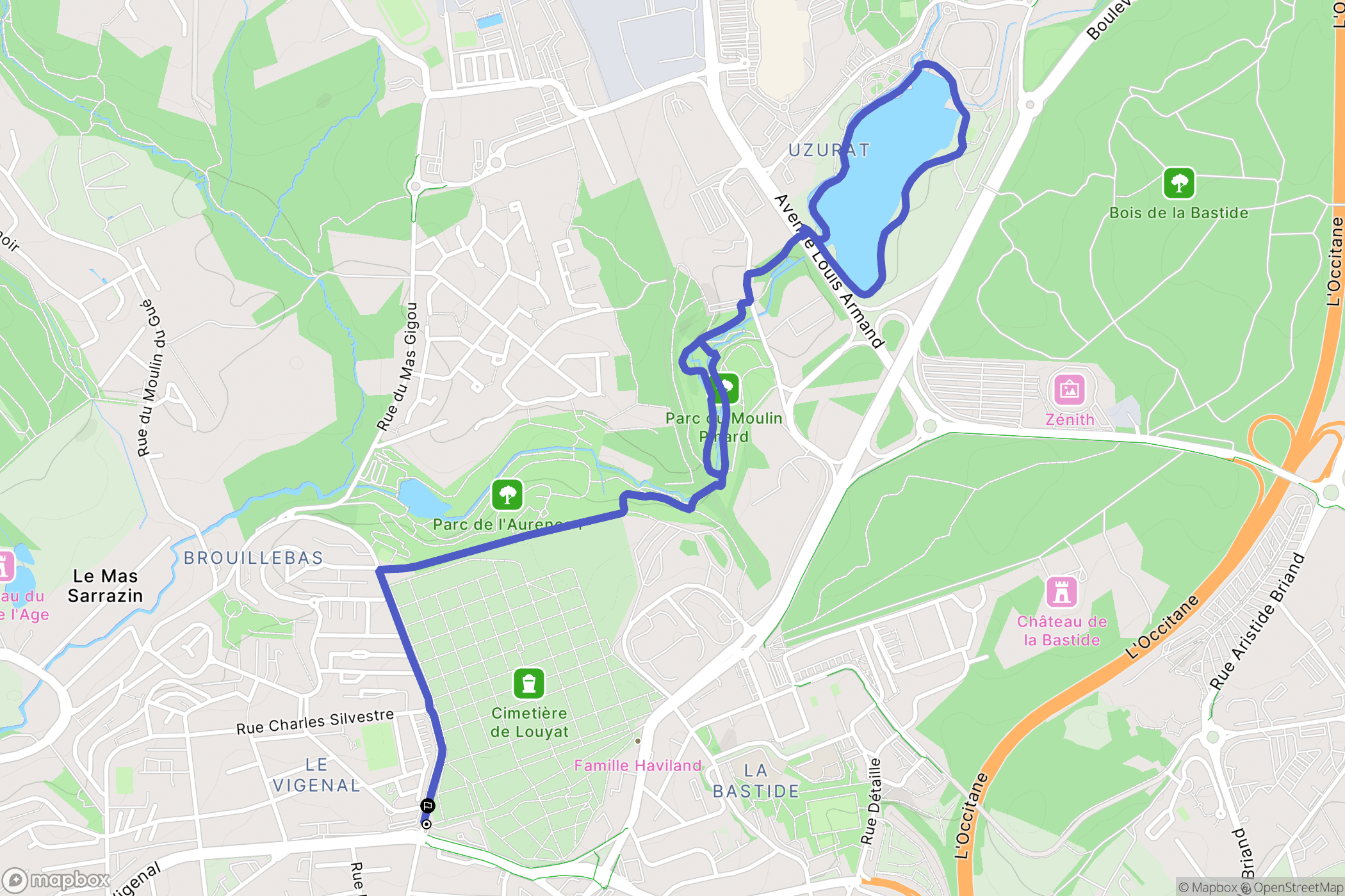 Limoges : carte du parcours de randonnée - France