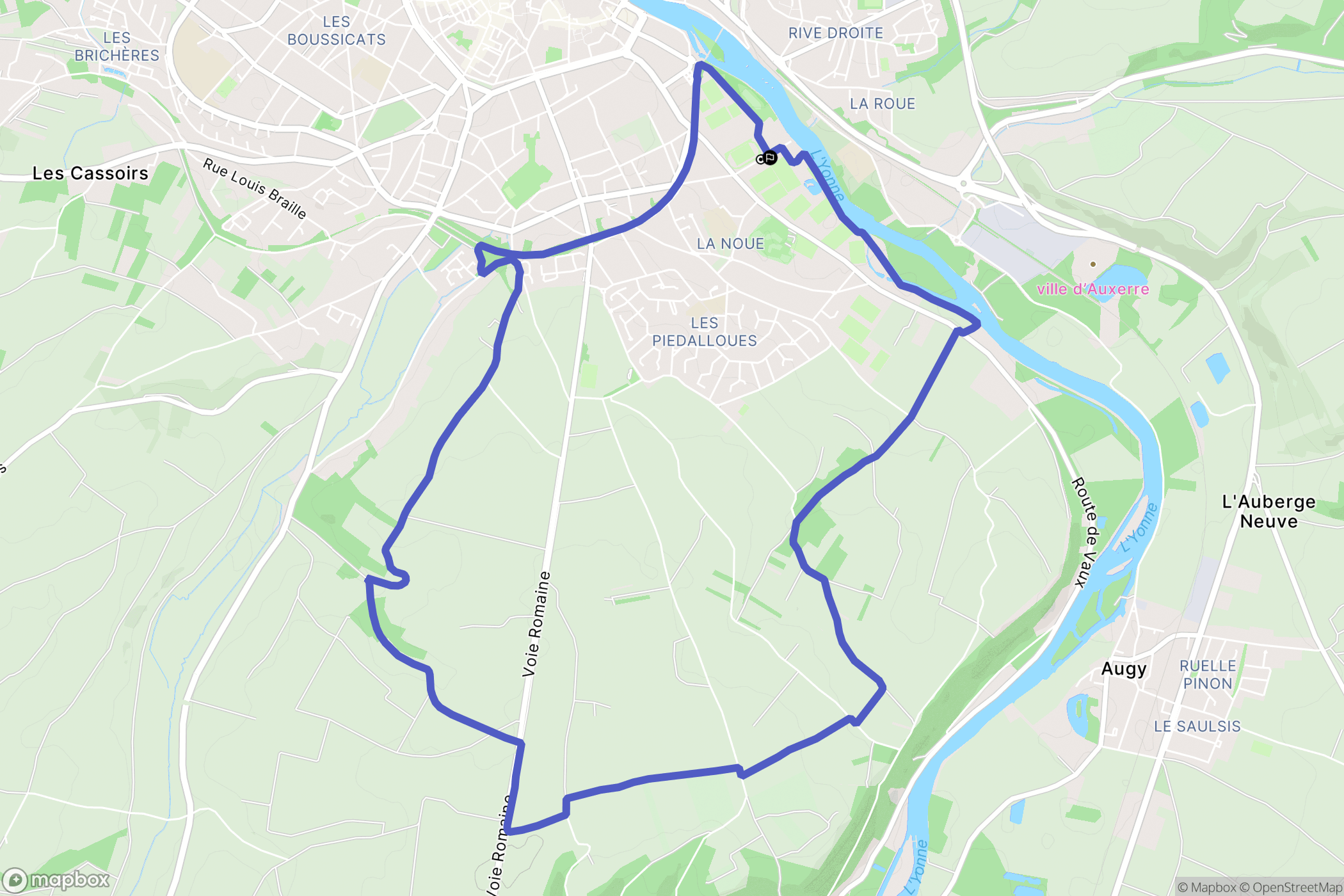 Auxerre : carte du parcours de randonnée - France