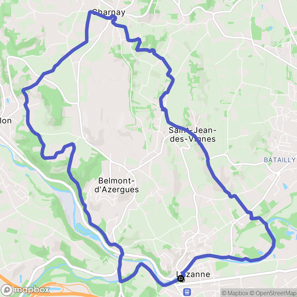 Lozanne : carte du parcours de randonnée - France
