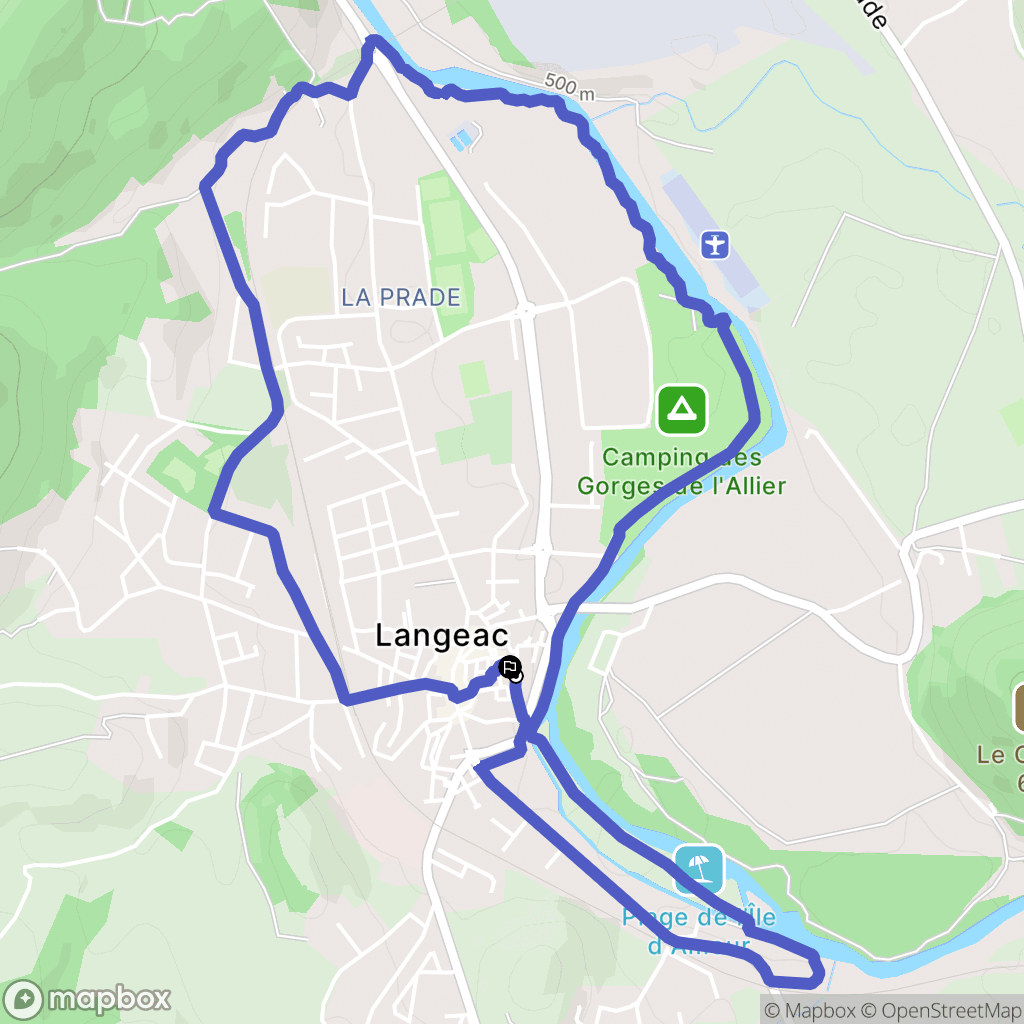 Langeac : carte du parcours de randonnée - France
