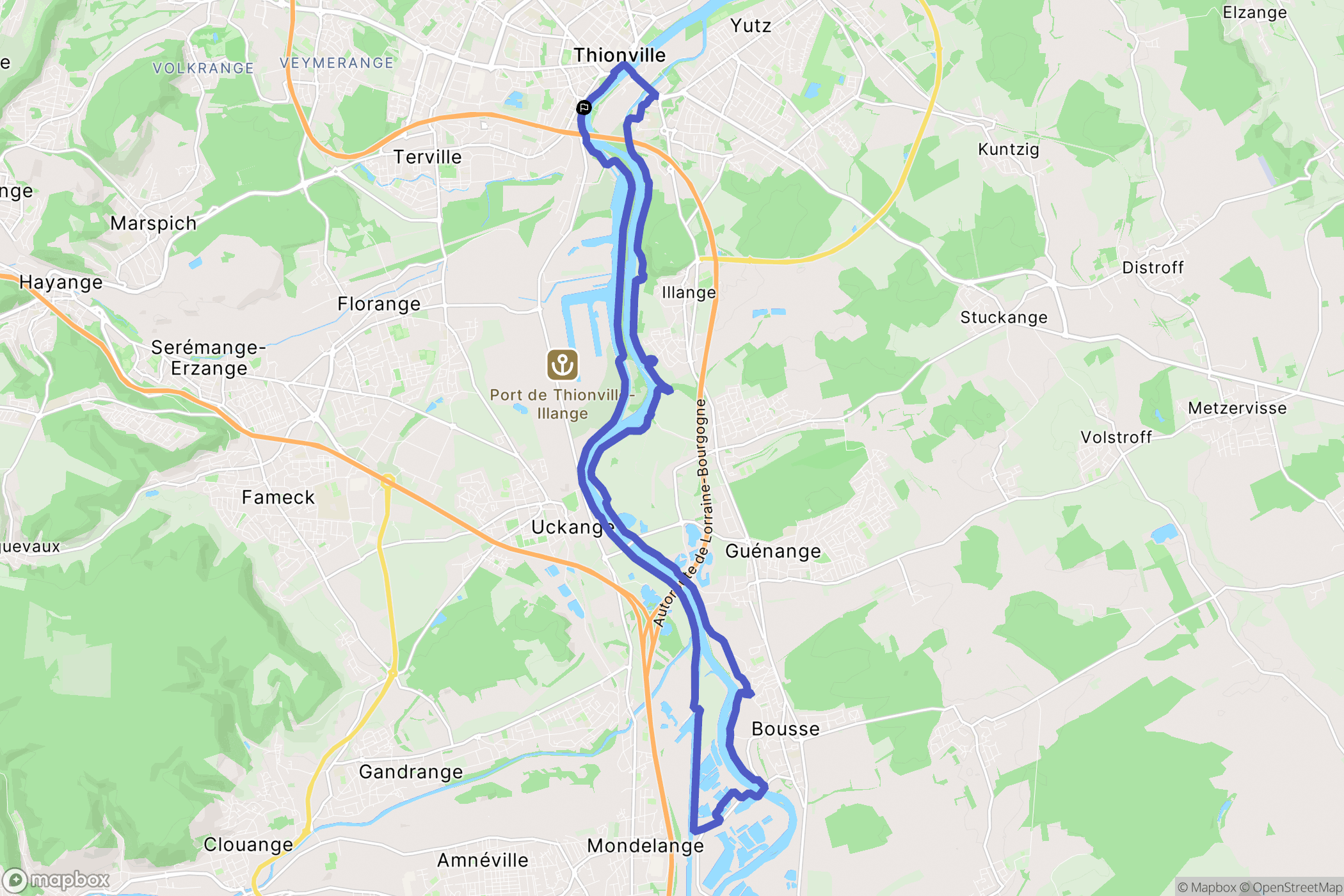 Thionville : carte du parcours de randonnée - France