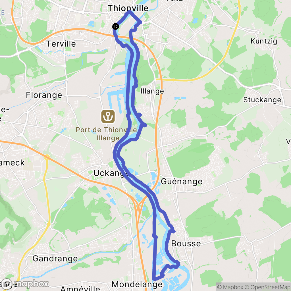 Thionville : carte du parcours de randonnée - France