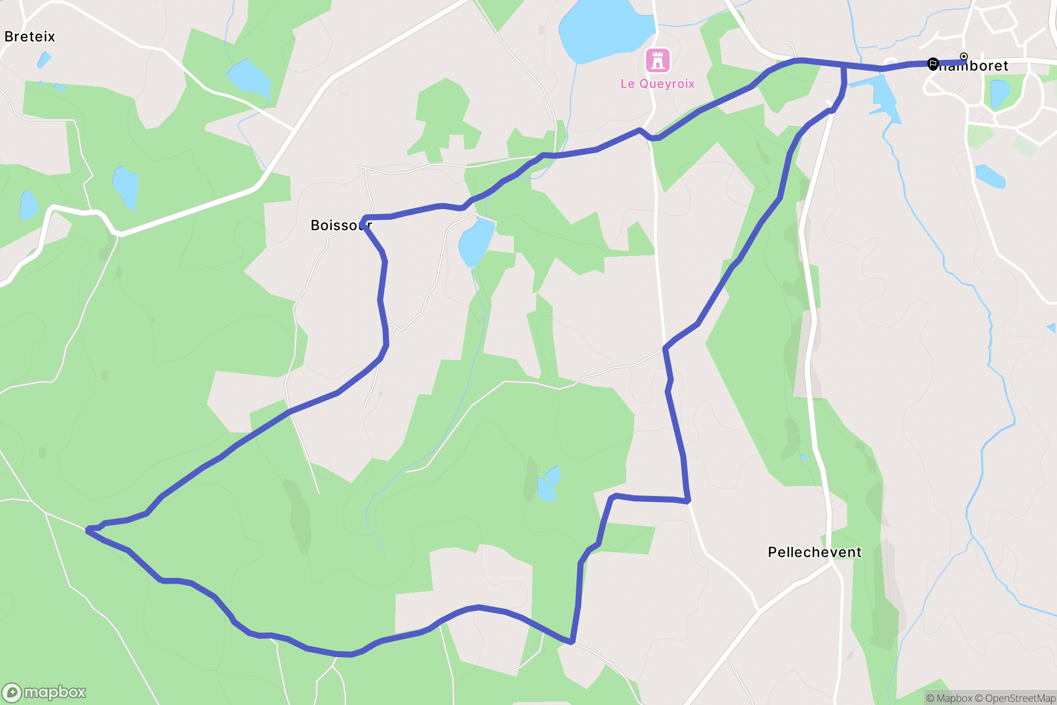 Chamboret : carte du parcours de randonnée - France