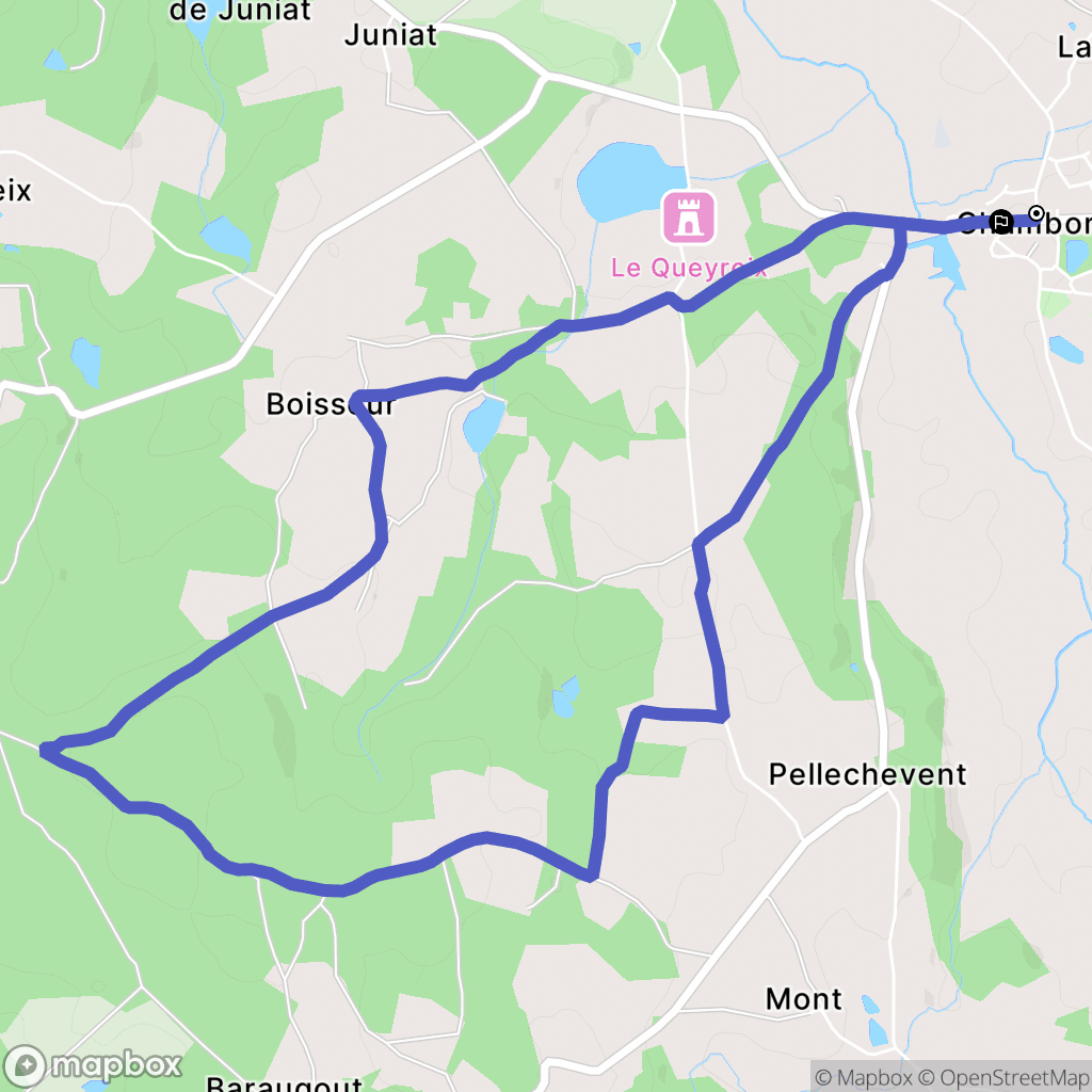 Chamboret : carte du parcours de randonnée - France