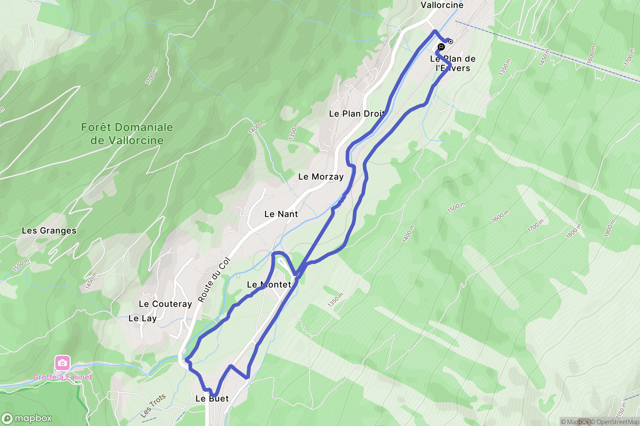 Vallorcine : carte du parcours de randonnée - France