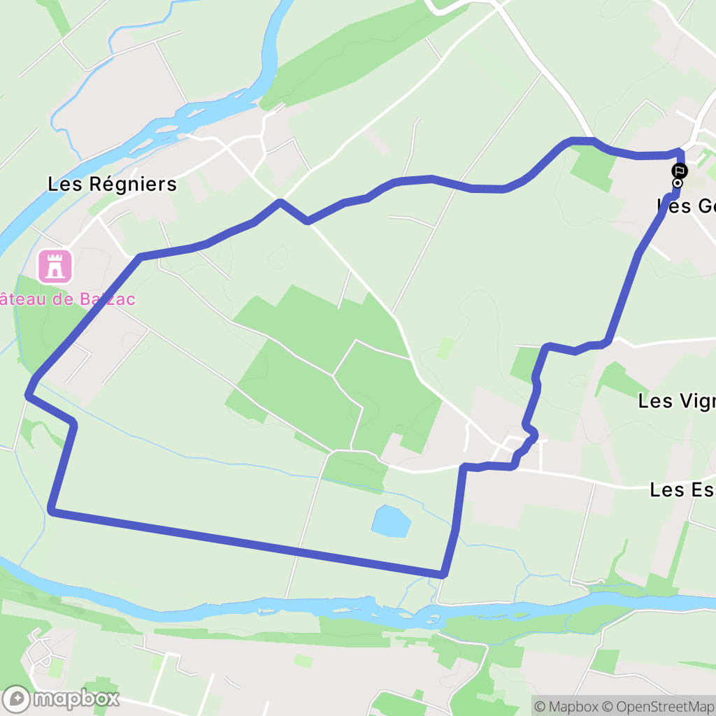 Balzac : carte du parcours de randonnée - France