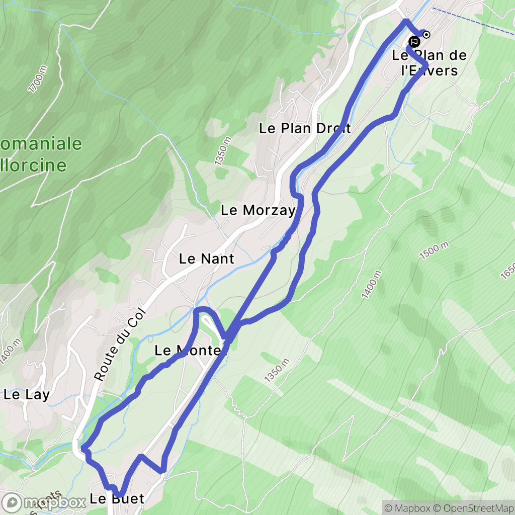 Vallorcine : carte du parcours de randonnée - France