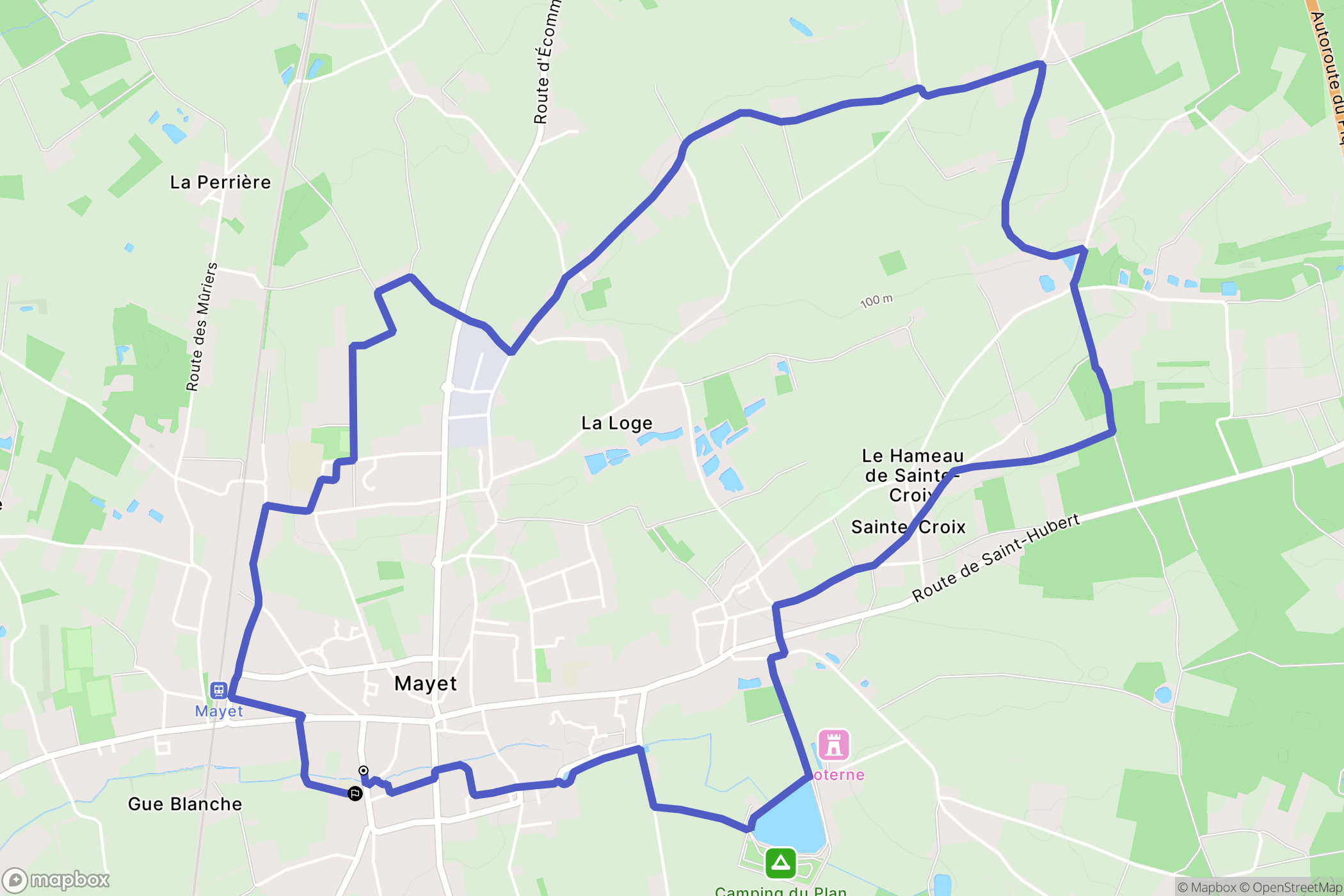 Mayet : carte du parcours de randonnée - France
