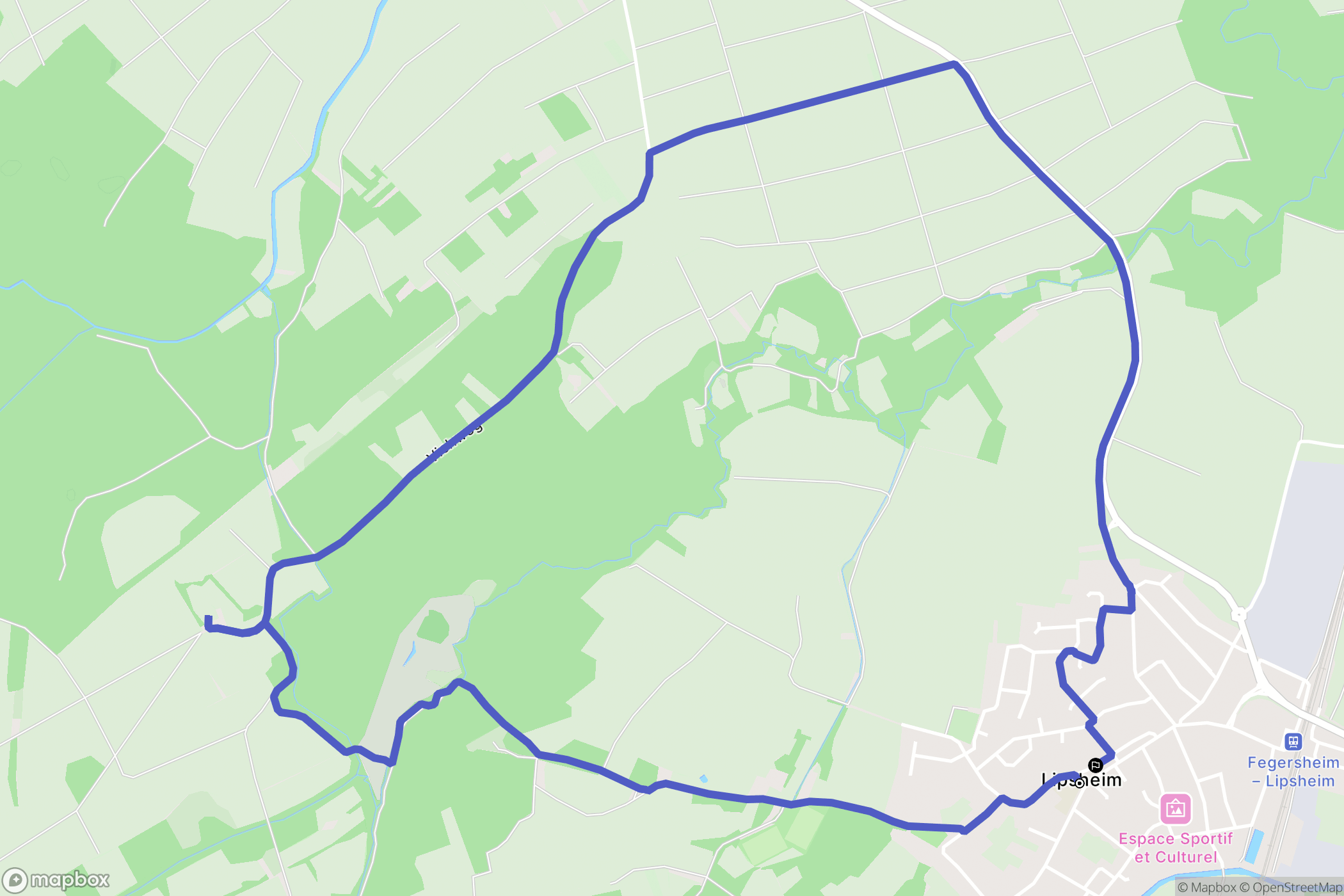 Lipsheim : carte du parcours de randonnée - France