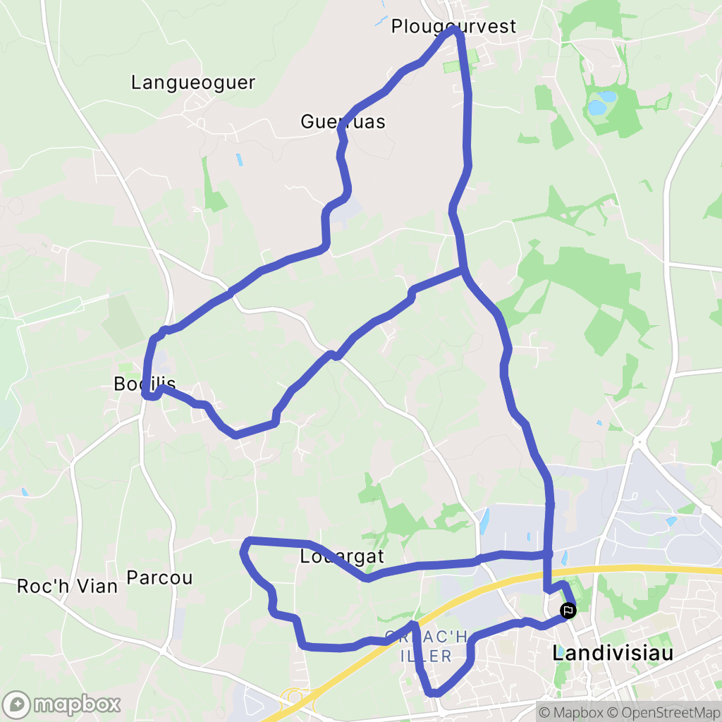 Landivisiau : carte du parcours de randonnée - France