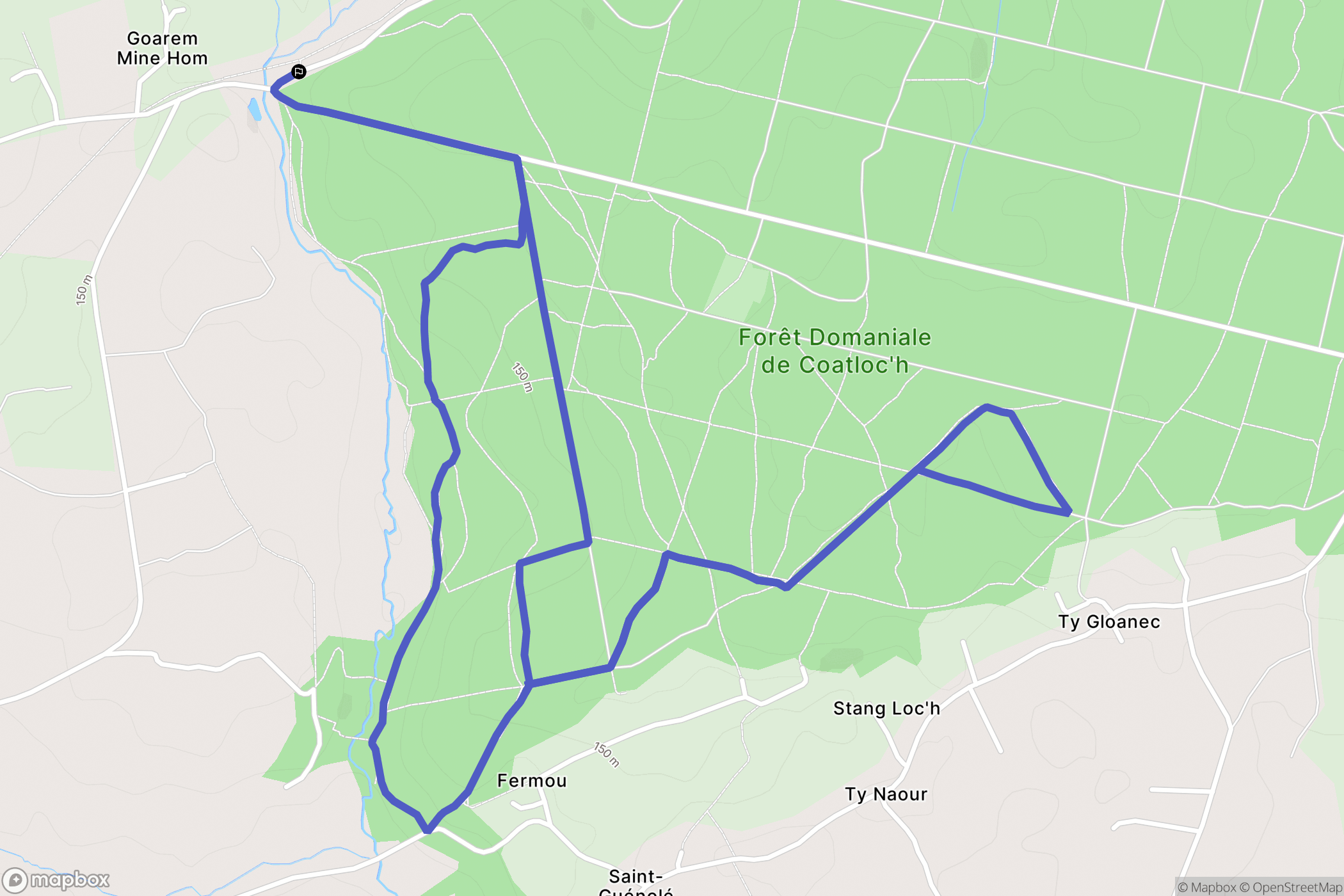 Scaër : carte du parcours de randonnée - France