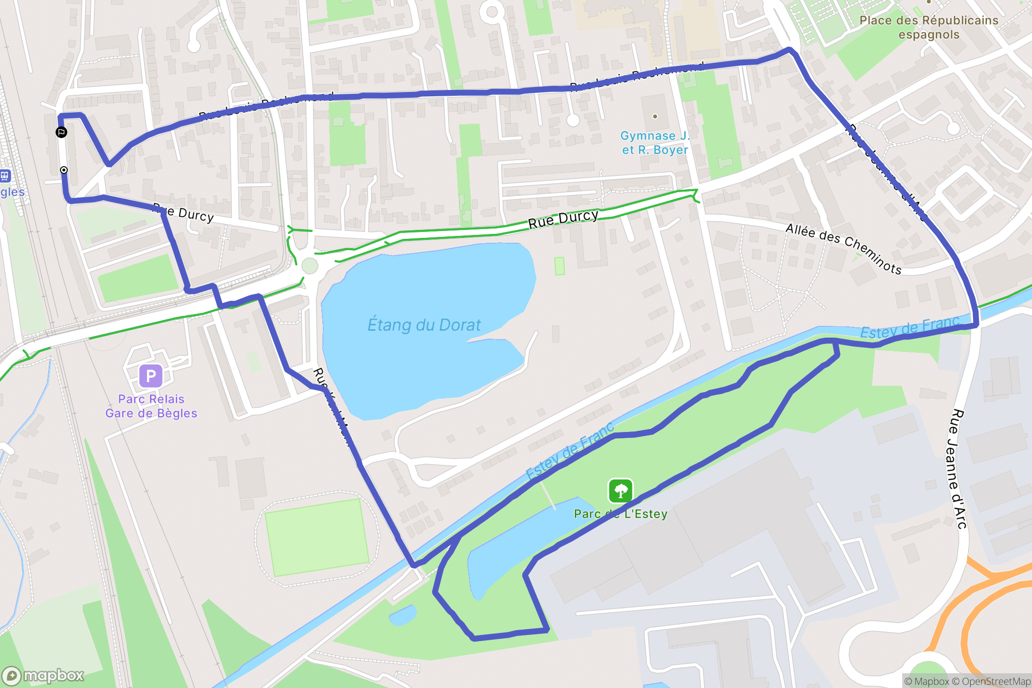 Bègles : carte du parcours de randonnée - France