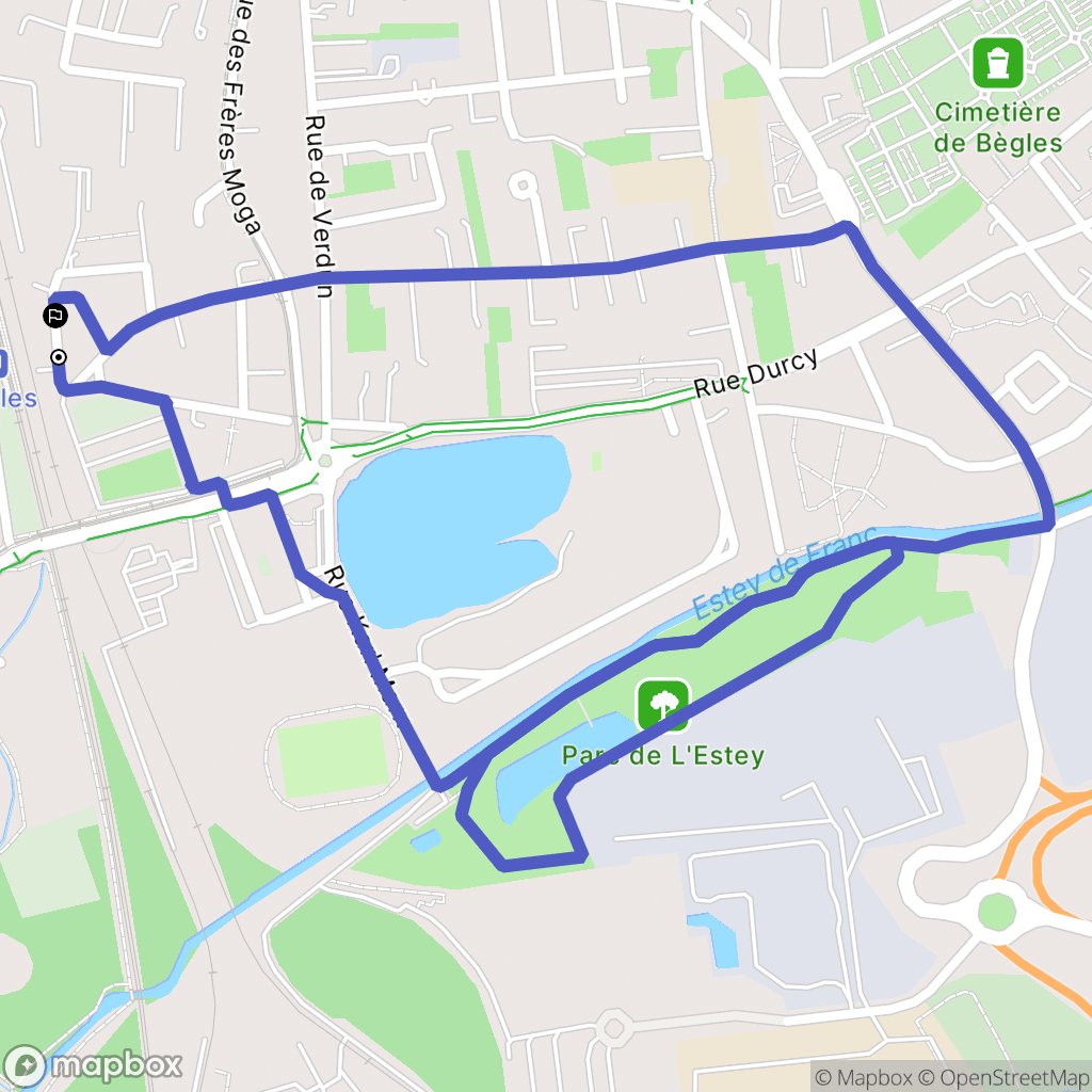 Bègles : carte du parcours de randonnée - France