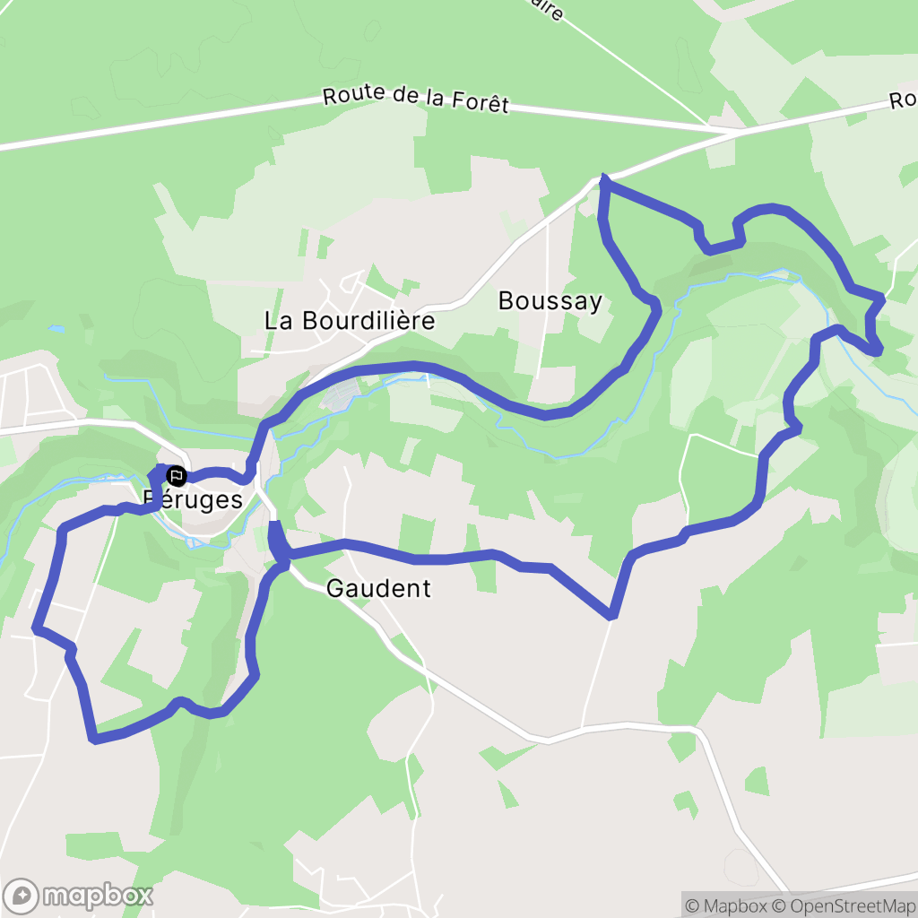 Béruges : carte du parcours de randonnée - France