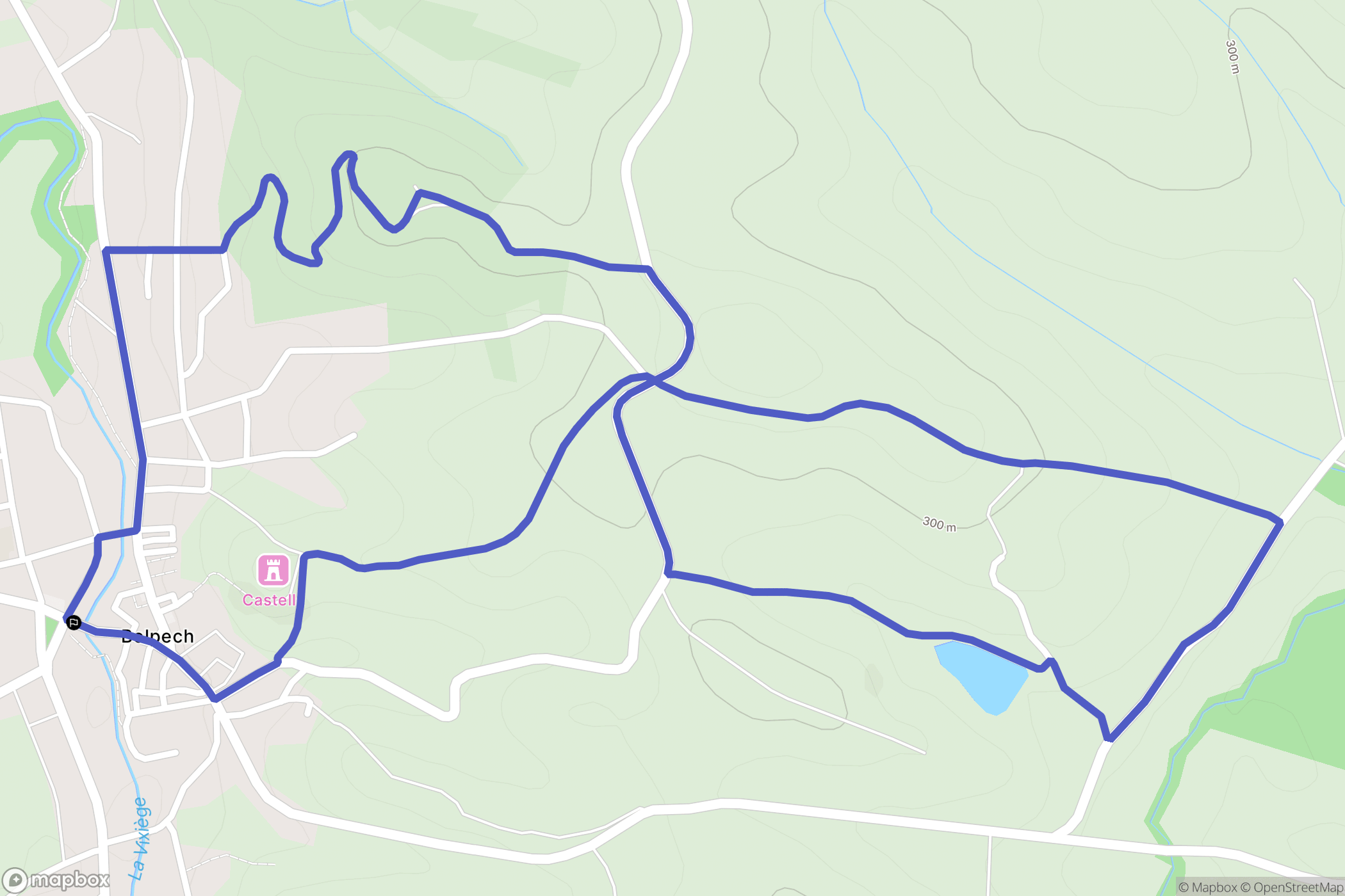 Belpech : carte du parcours de randonnée - France