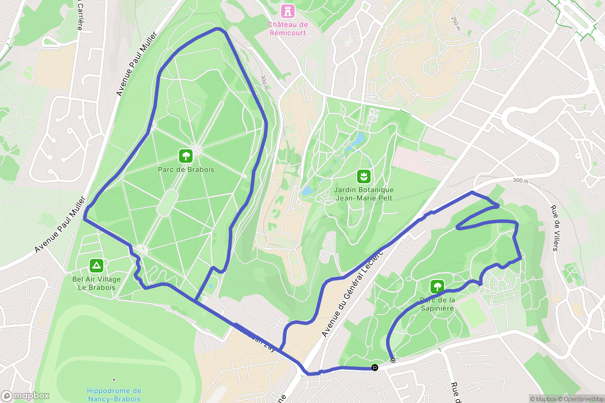 Vandœuvre-lès-Nancy : carte du parcours de randonnée - France