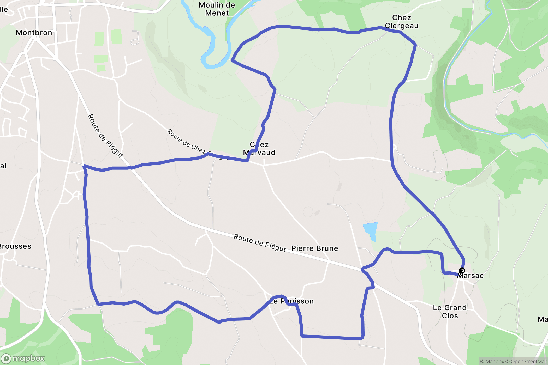 Eymouthiers : carte du parcours de randonnée - France