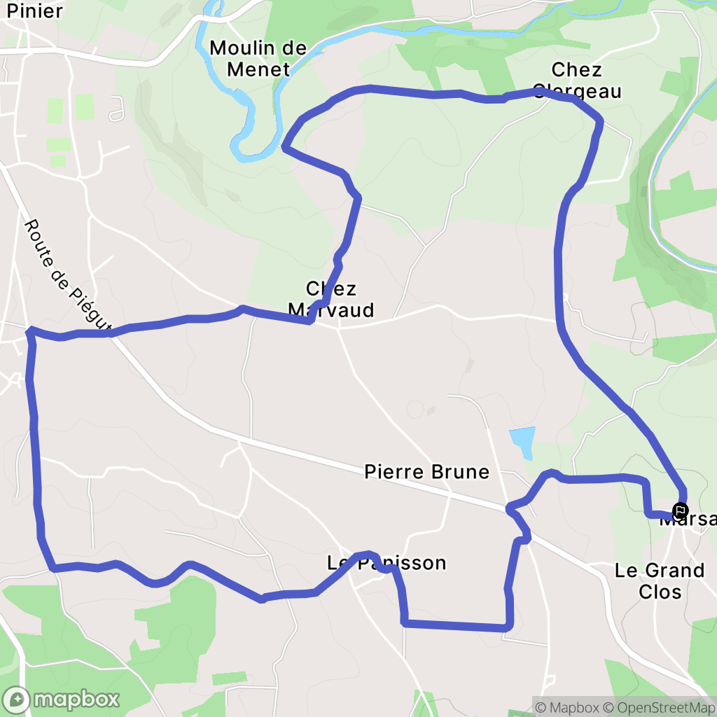 Eymouthiers : carte du parcours de randonnée - France