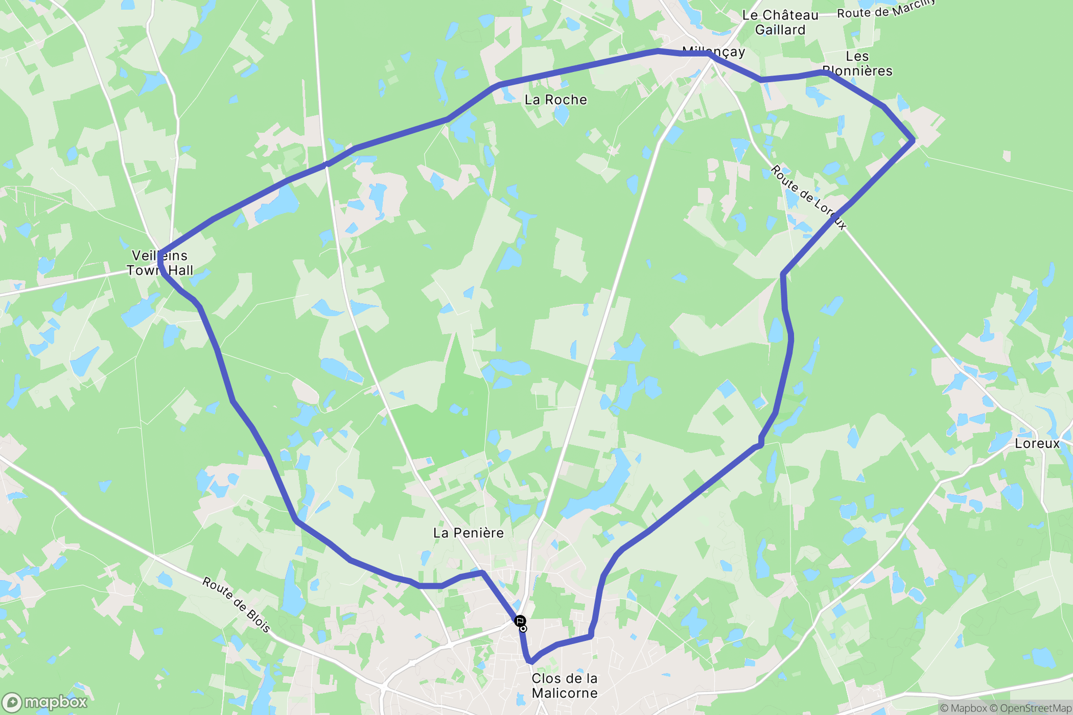 Romorantin : carte du parcours de randonnée - France