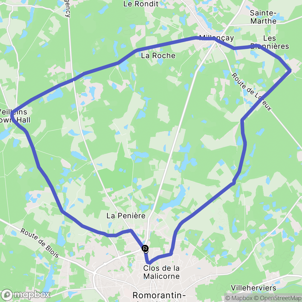 Romorantin : carte du parcours de randonnée - France