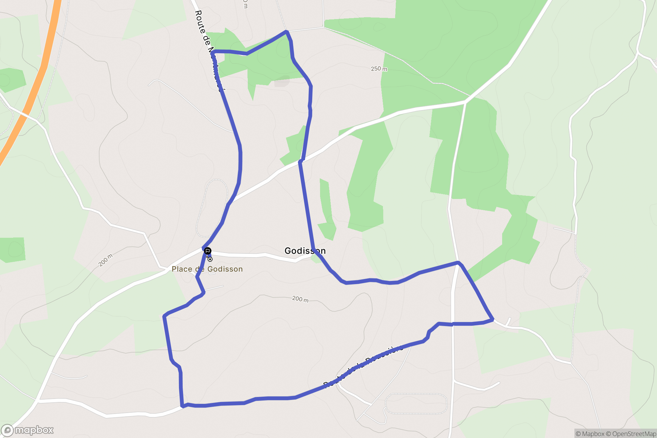 Godisson : carte du parcours de randonnée - France