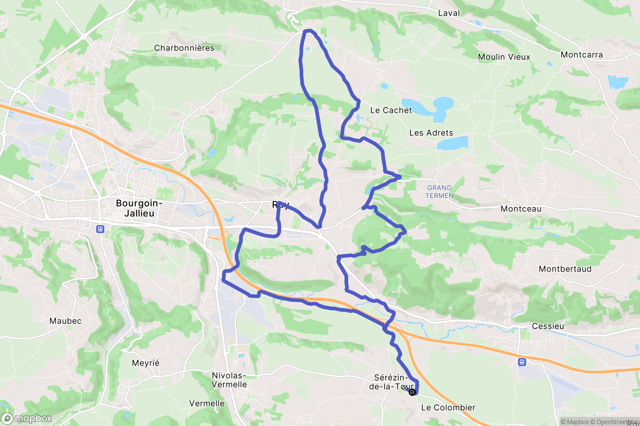 Sérézin-de-la-Tour : carte du parcours de randonnée - France
