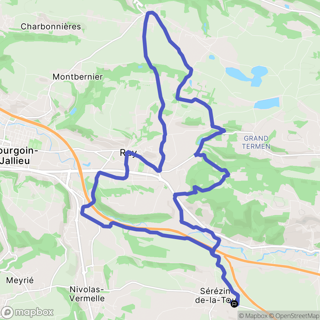 Sérézin-de-la-Tour : carte du parcours de randonnée - France
