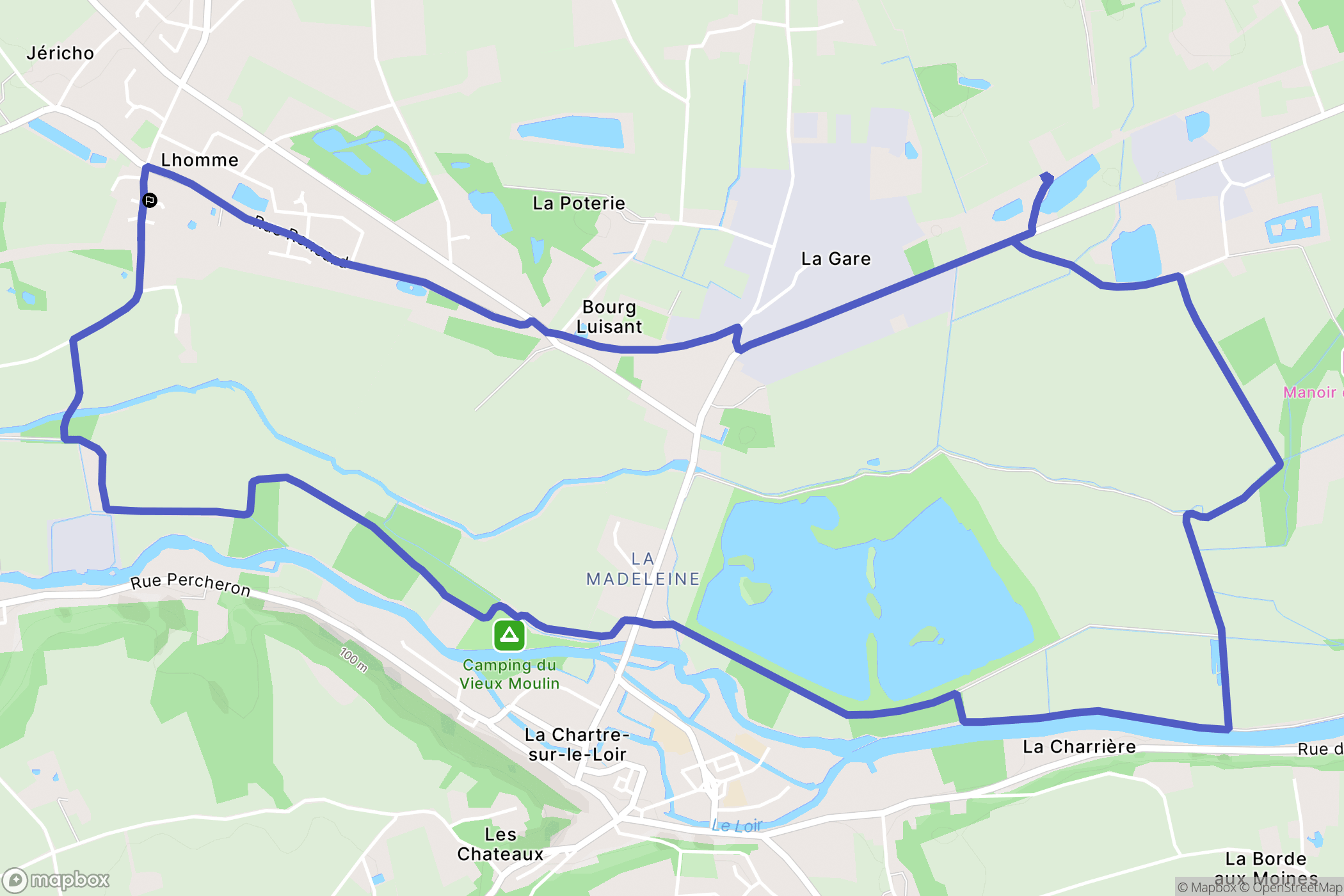 Lhomme : carte du parcours de randonnée - France