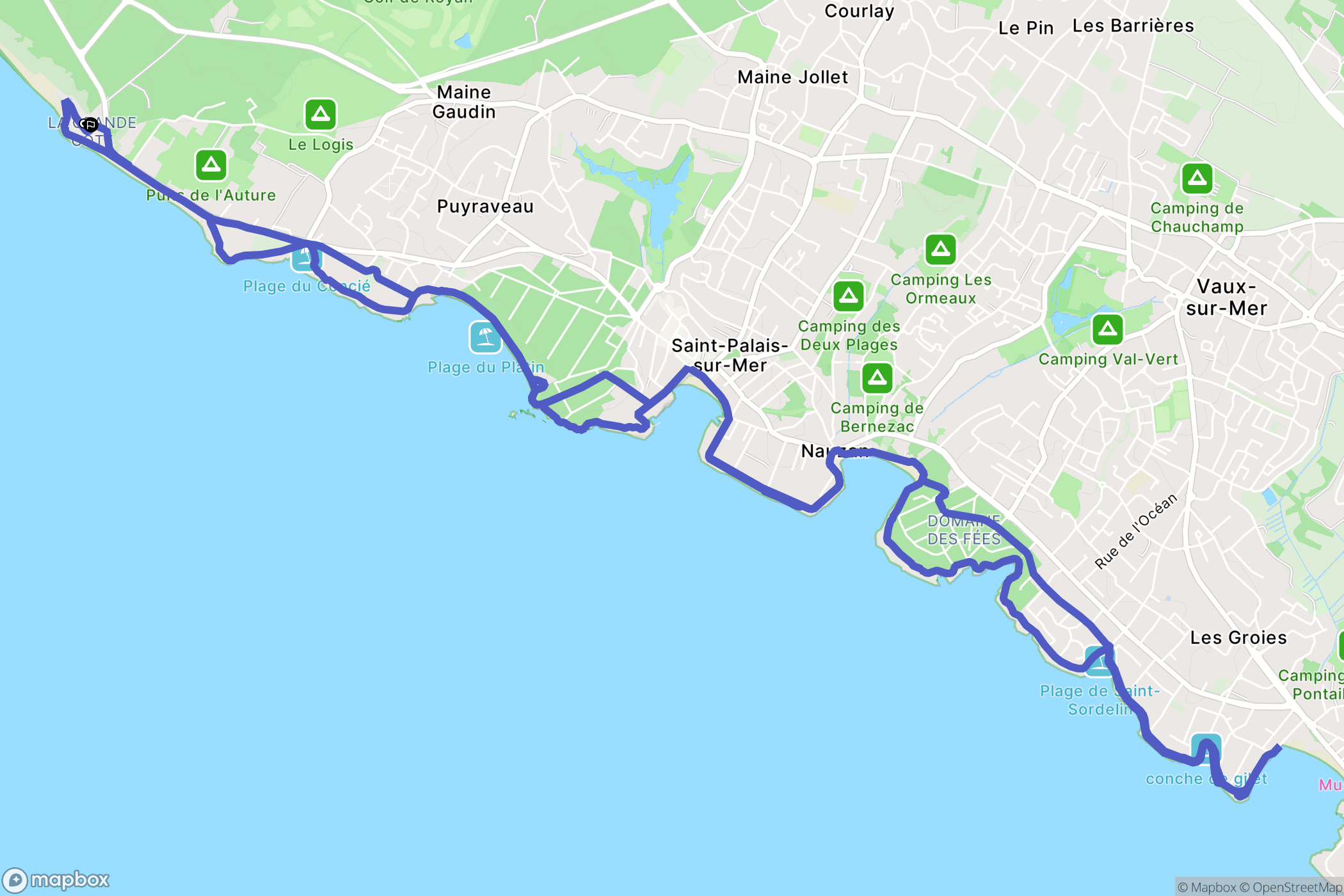 Vaux sur Mer : carte du parcours de randonnée - France