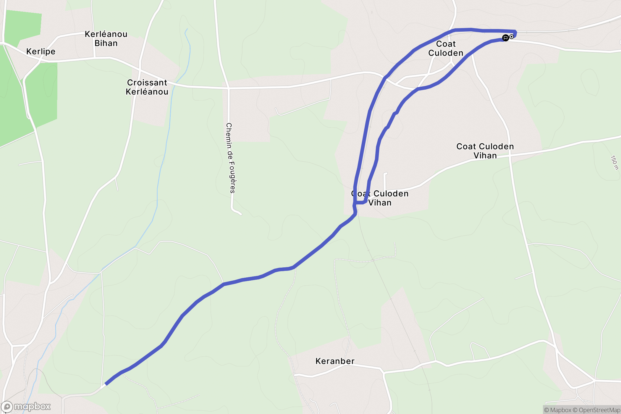 Rosporden : carte du parcours de randonnée - France