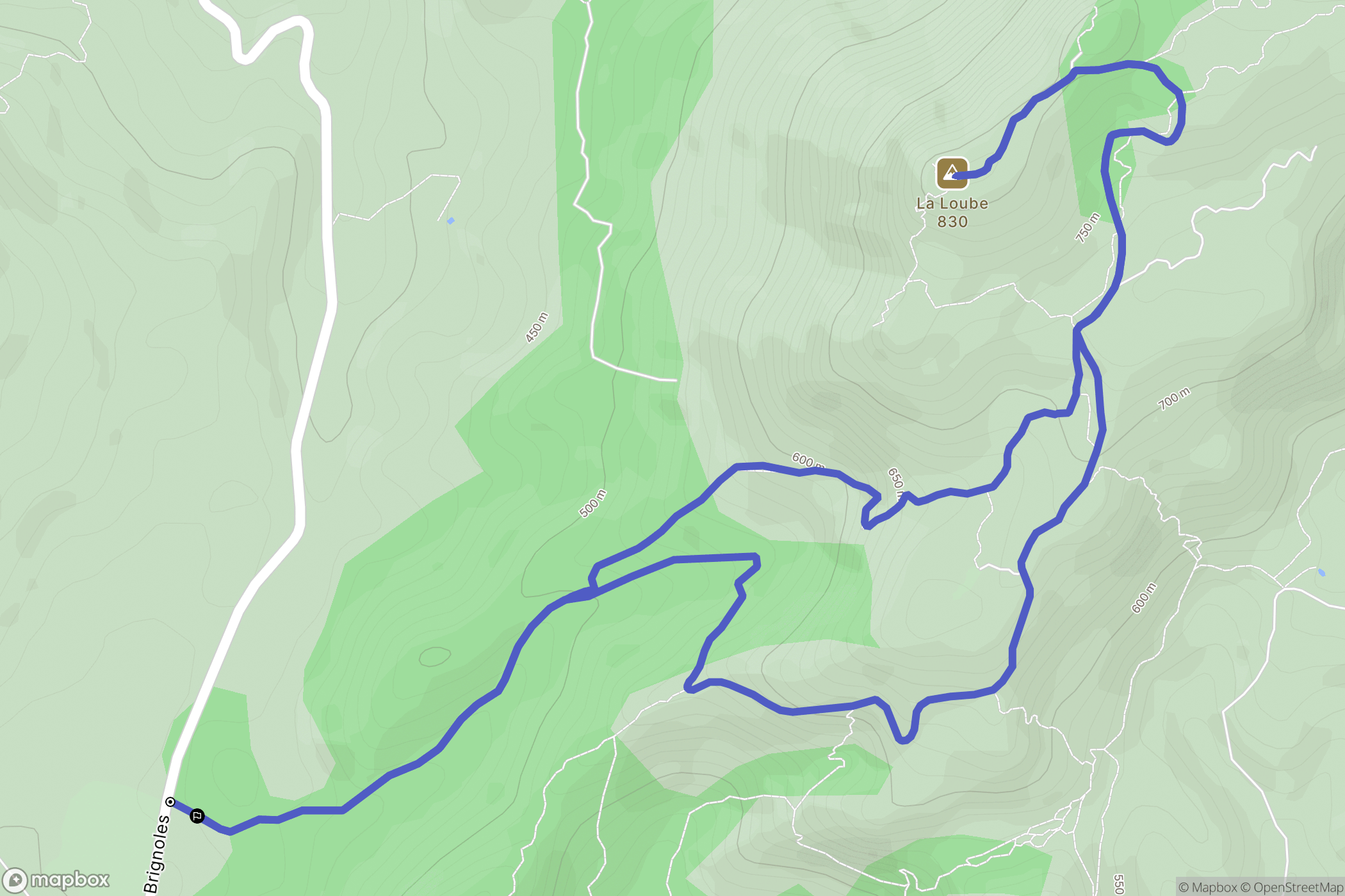 La Roquebrussanne : carte du parcours de randonnée - France