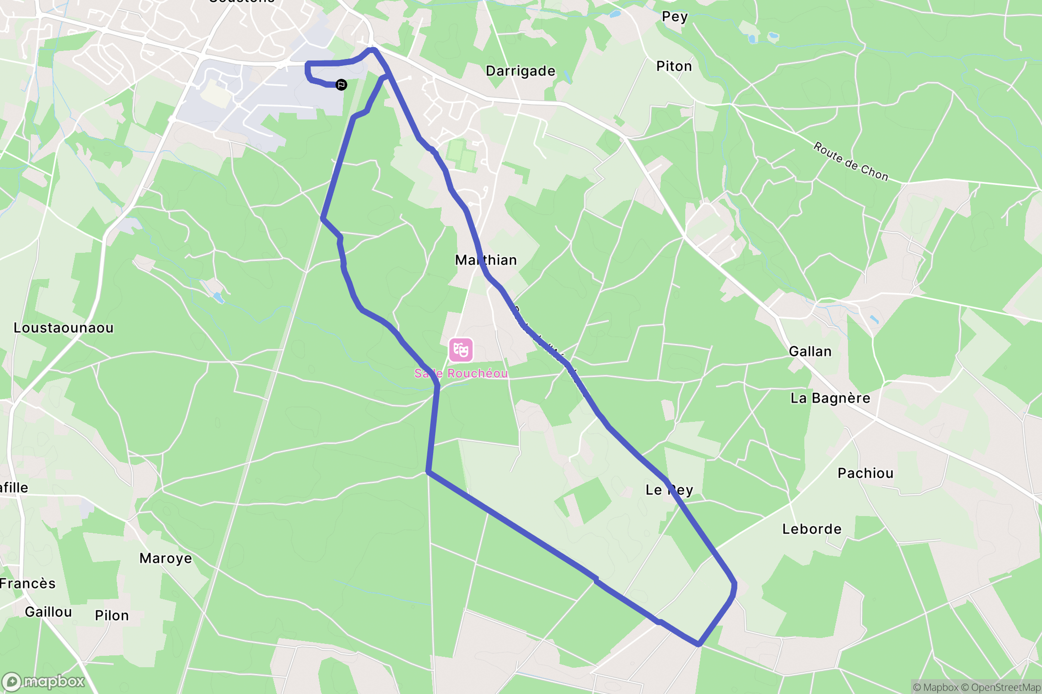 Soustons : carte du parcours de randonnée - France