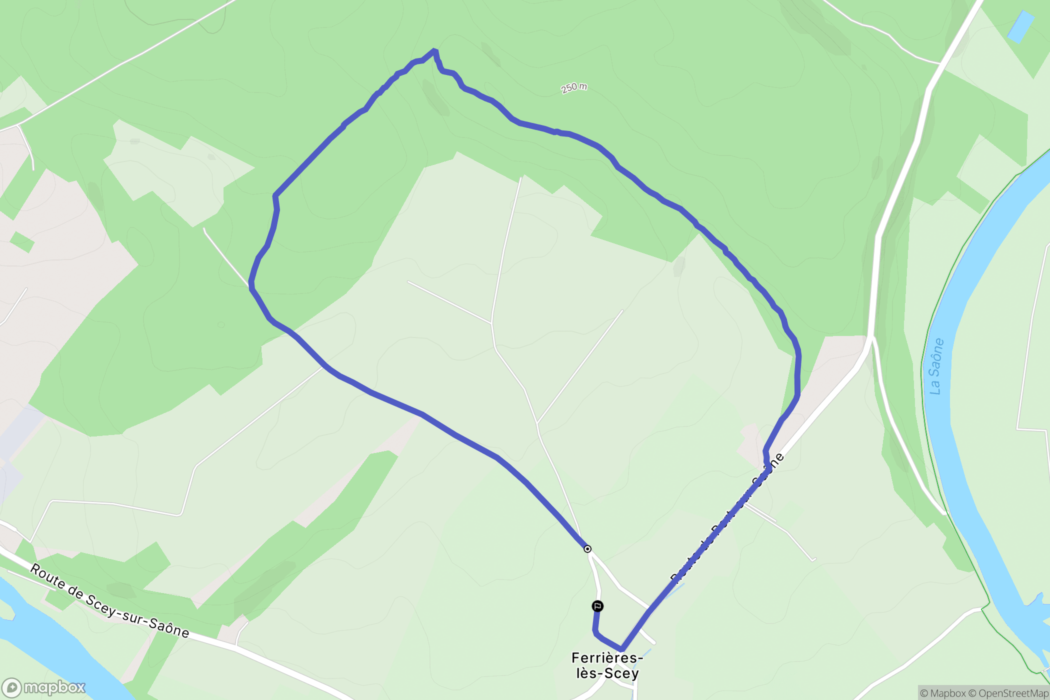 Ferrières-lès-Scey : carte du parcours de randonnée - France