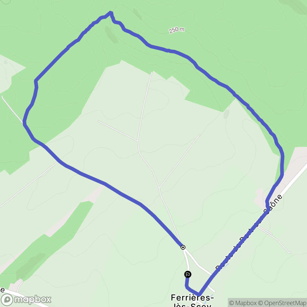 Ferrières-lès-Scey : carte du parcours de randonnée - France