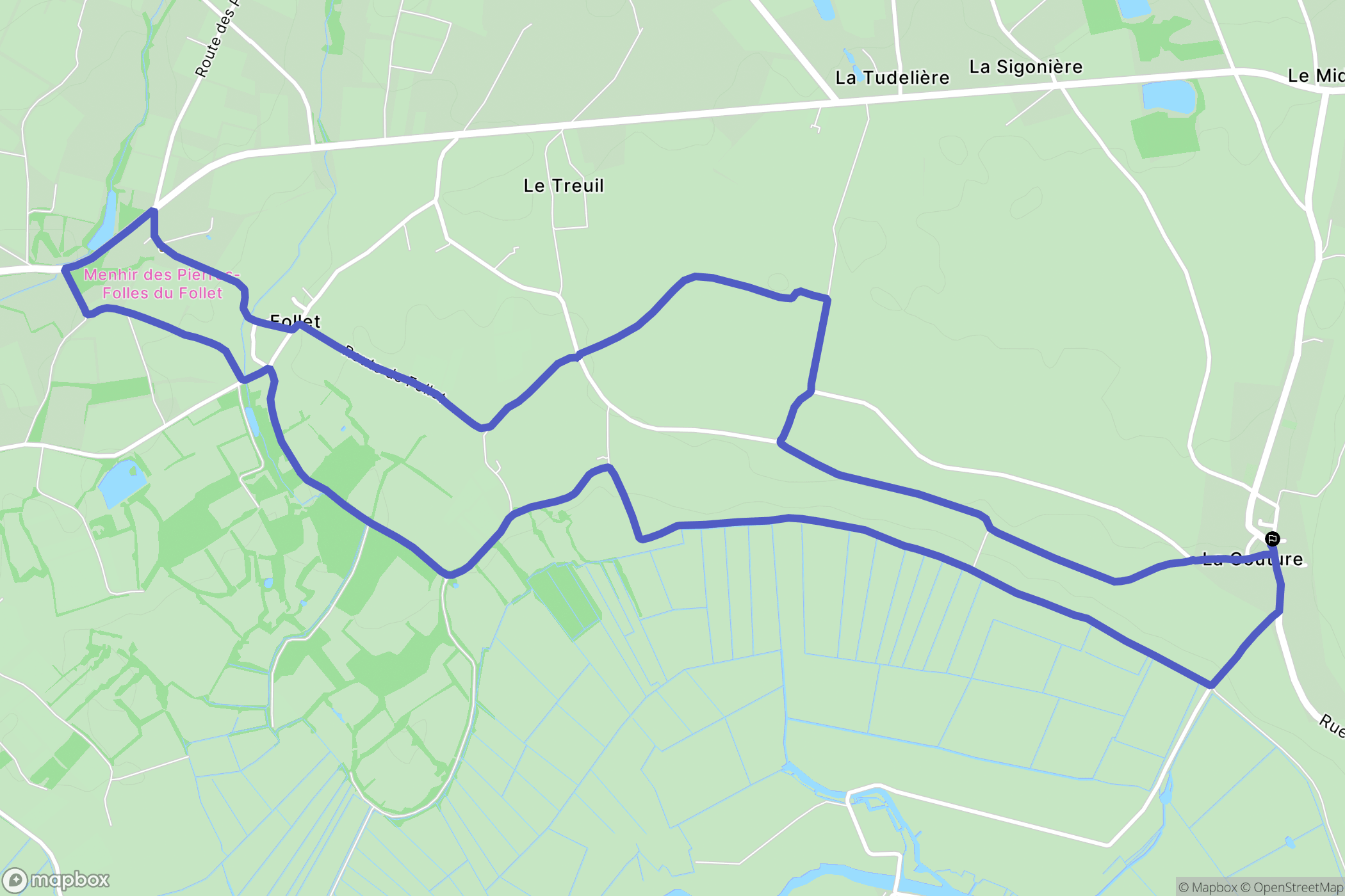 La Couture : carte du parcours de randonnée - France
