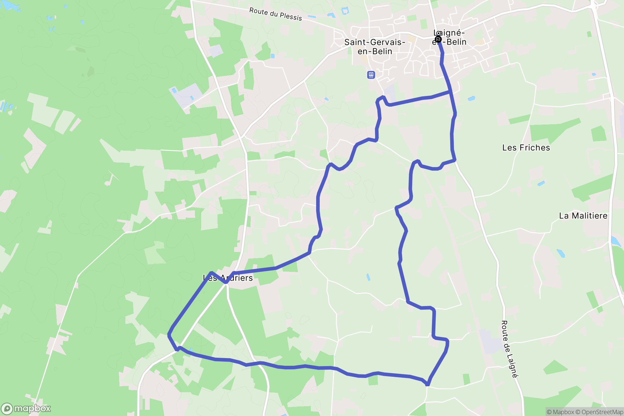 Laigné-en-Belin : carte du parcours de randonnée - France