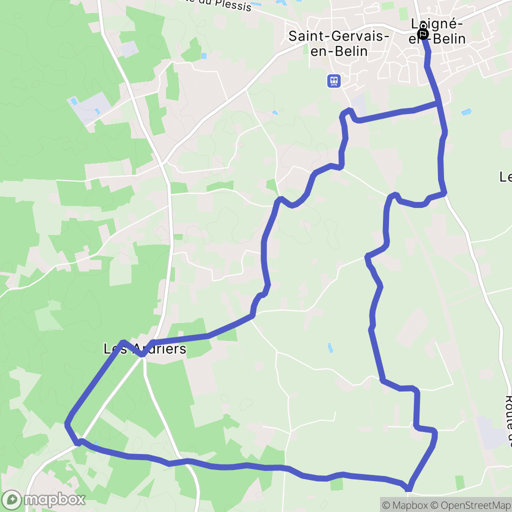 Laigné-en-Belin : carte du parcours de randonnée - France
