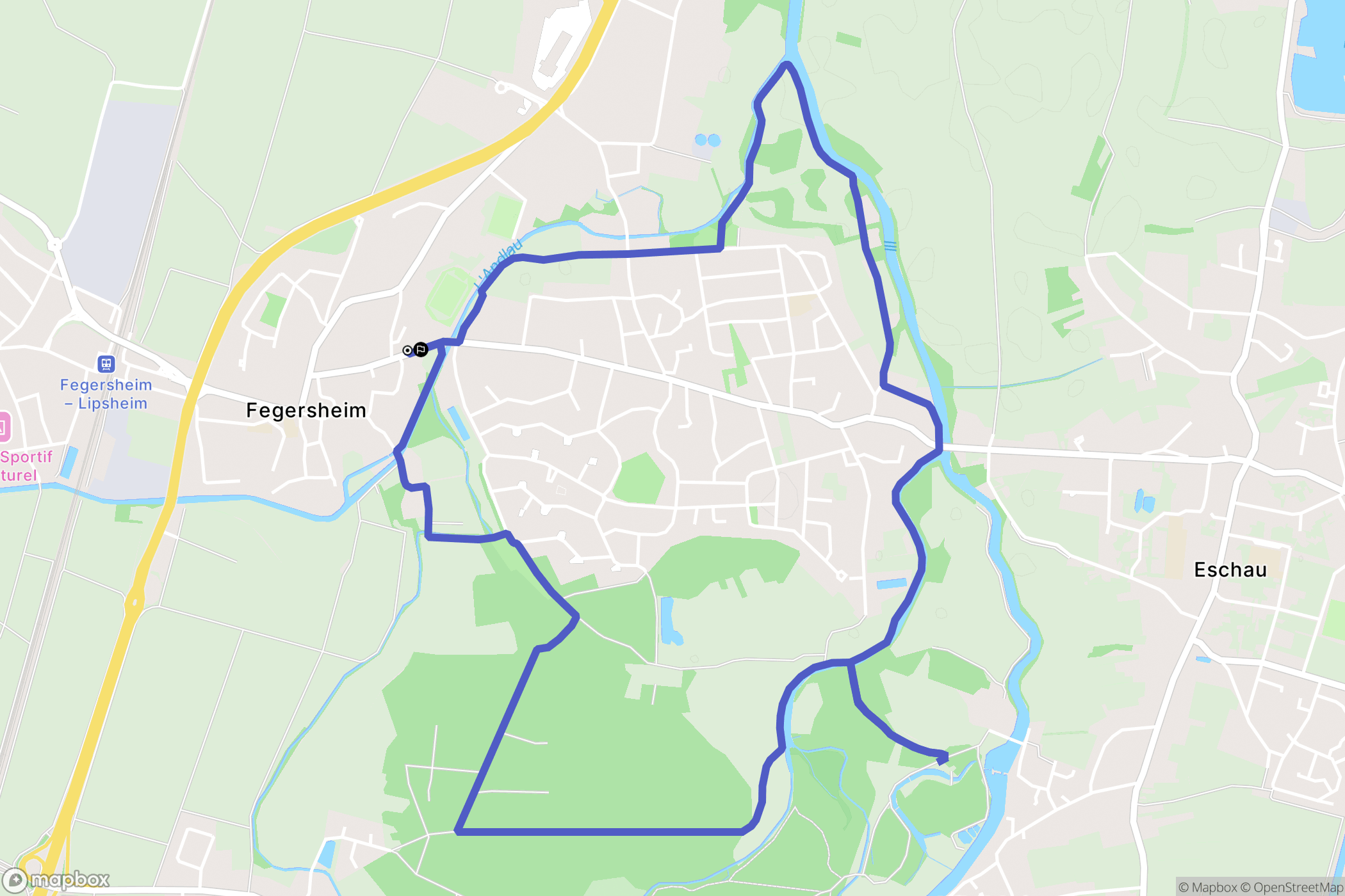 Fegersheim : carte du parcours de randonnée - France
