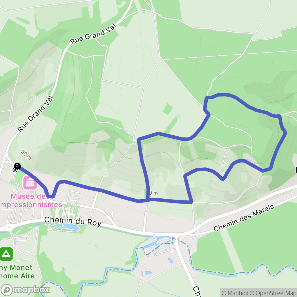 Giverny : carte du parcours de randonnée - France