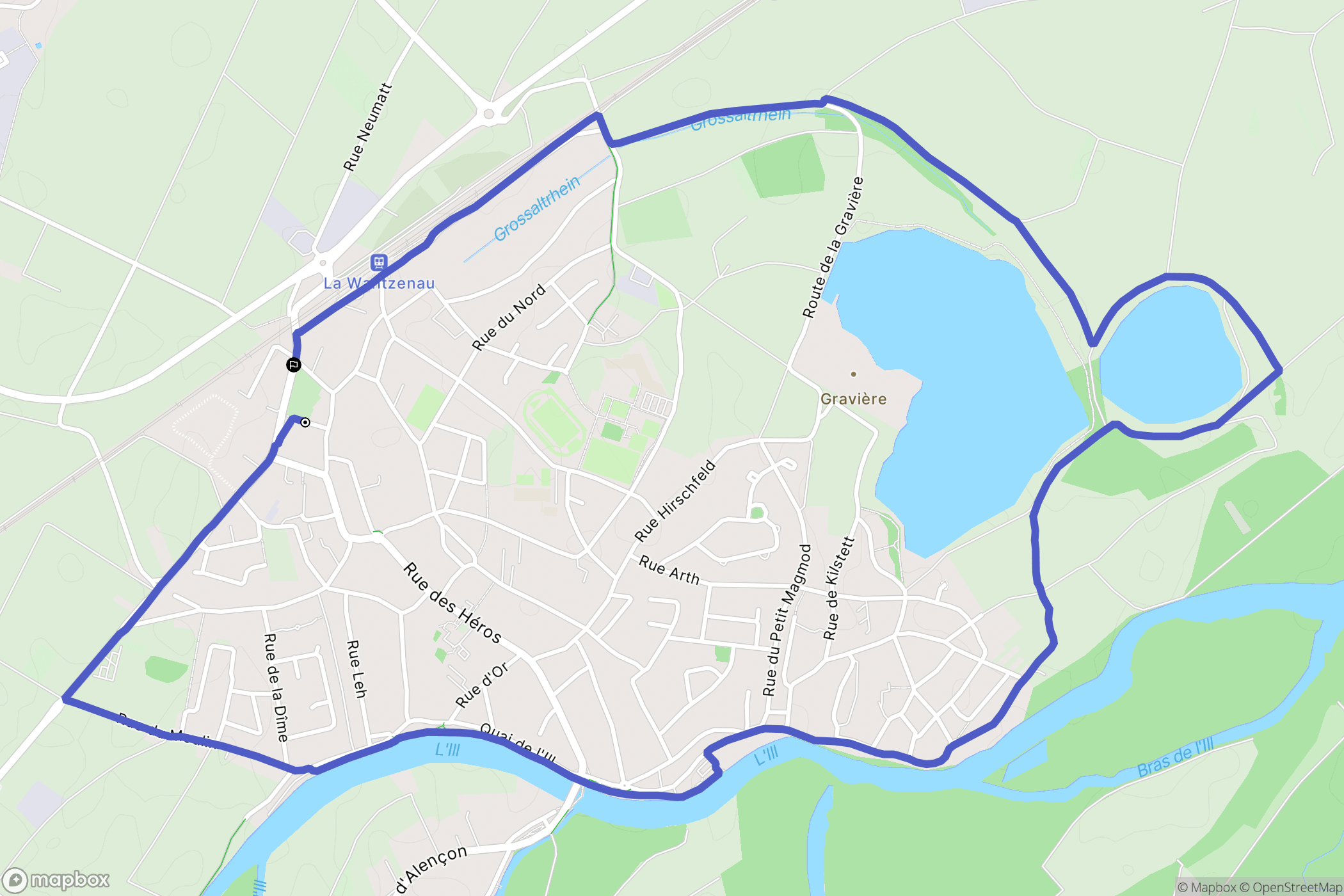 La Wantzenau : carte du parcours de randonnée - France